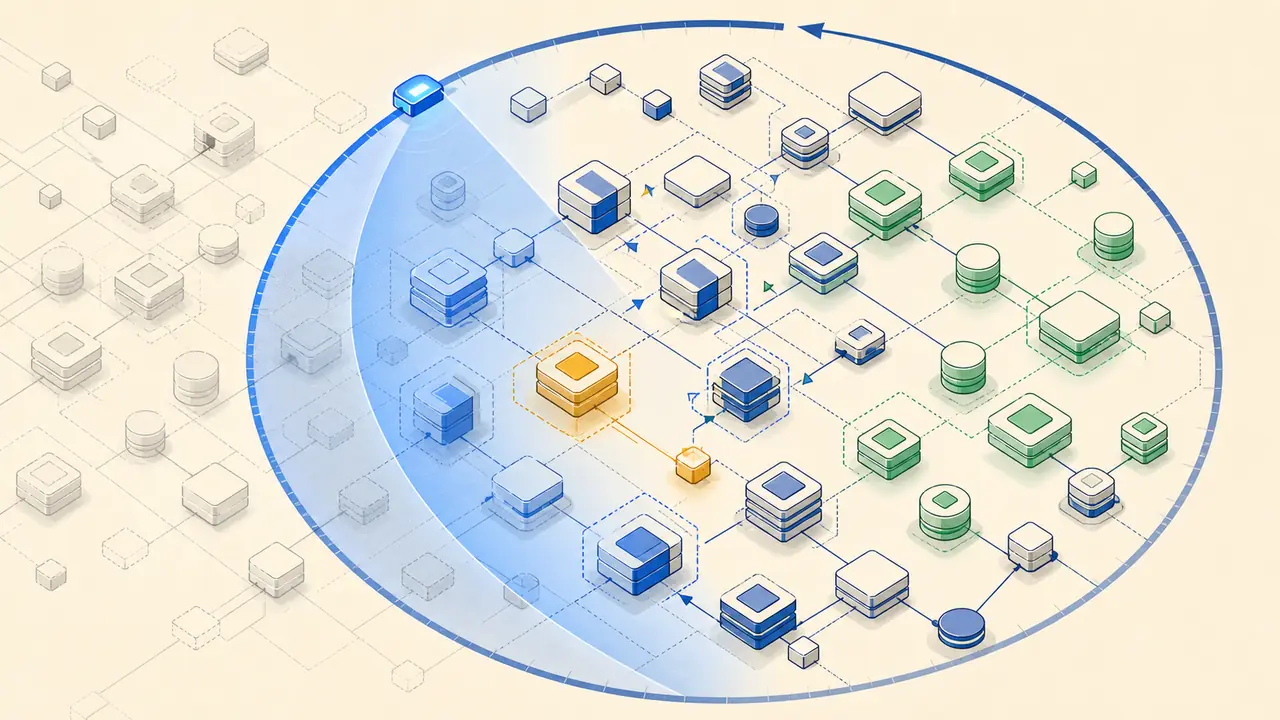 A scan sweep detecting changes across an evolving repository map