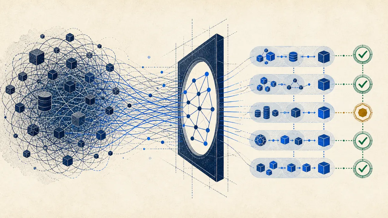 A tangled dependency network becoming an ordered migration sequence
