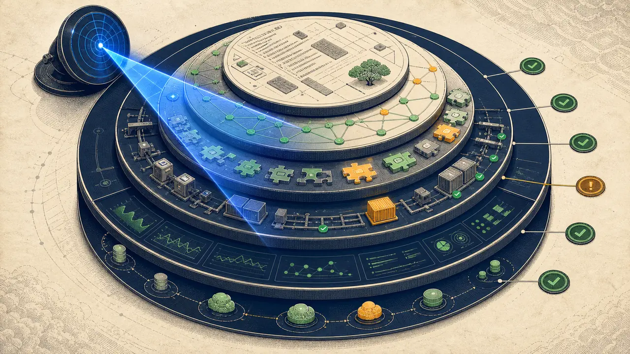 Layered software systems being scanned for migration readiness