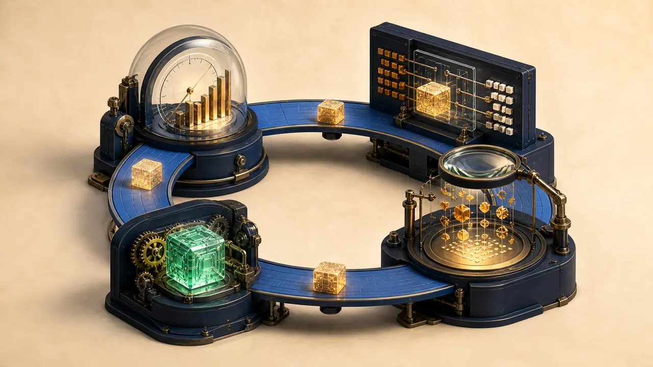A feedback loop turning completed migration outcomes into calibrated rules
